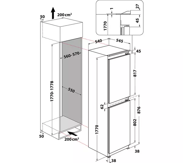 Hotpoint HBC18 5050 F2 - White Integrated 50/50 Frost Free Fridge Freezer - E energy - Image 4