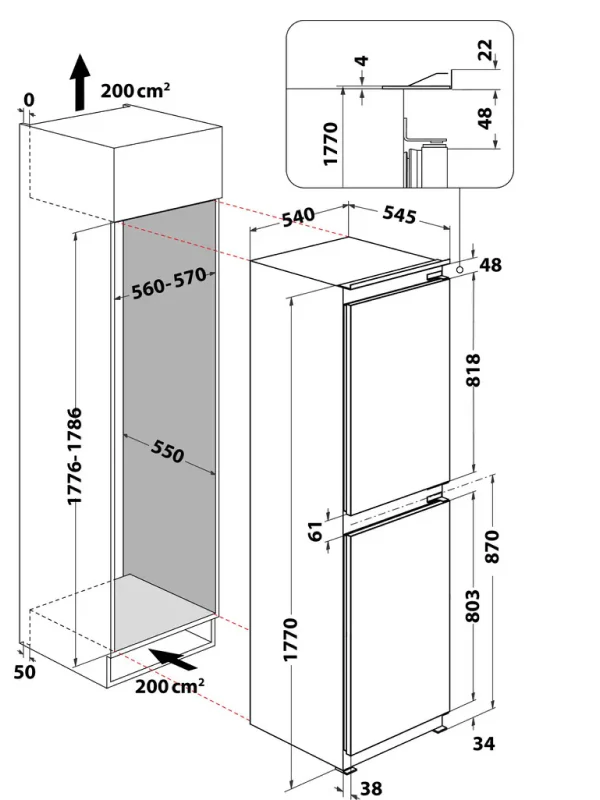 Hotpoint HMCB 50502 UK - White Integrated Low Frost Fridge Freezer - E energy - Image 4