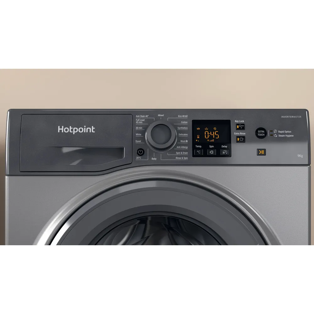 Hotpoint NSWF 946 GG UK - Graphite Freestanding 9KG Washing Machine - 1400 RPM - A energy - Image 8