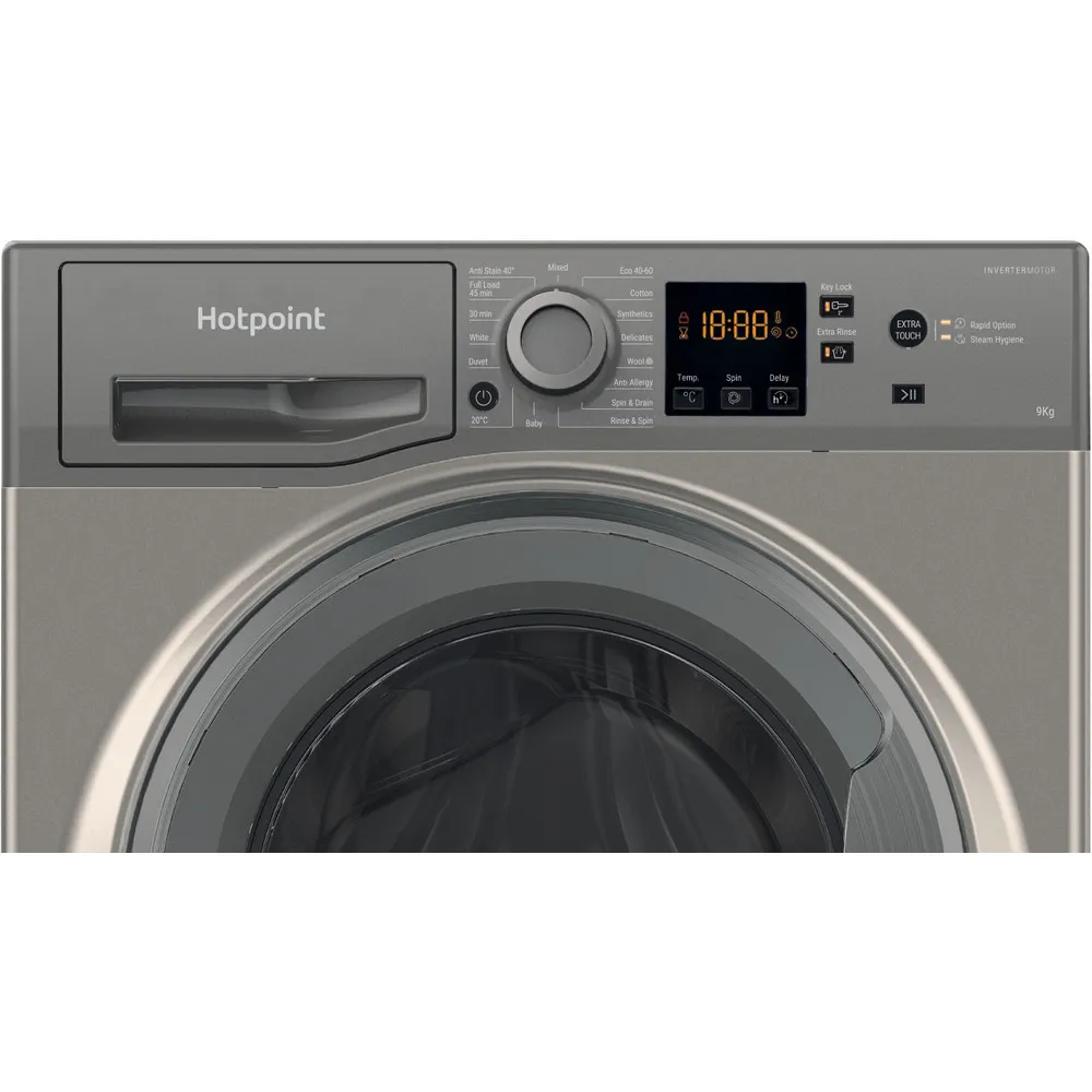 Hotpoint NSWF 946 GG UK - Graphite Freestanding 9KG Washing Machine - 1400 RPM - A energy - Image 9