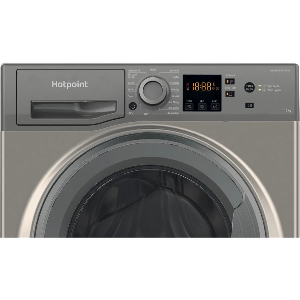Hotpoint NSWM 1046 GG UK - Graphite Freestanding 10KG Washing Machine - 1400 RPM - A energy - Image 6