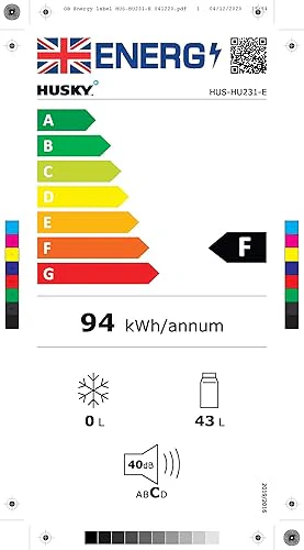 Husky HU231 Rubiks Cube Mini Fridge - Black Mini Fridge - 43 Litres - F Energy Rating - Image 5