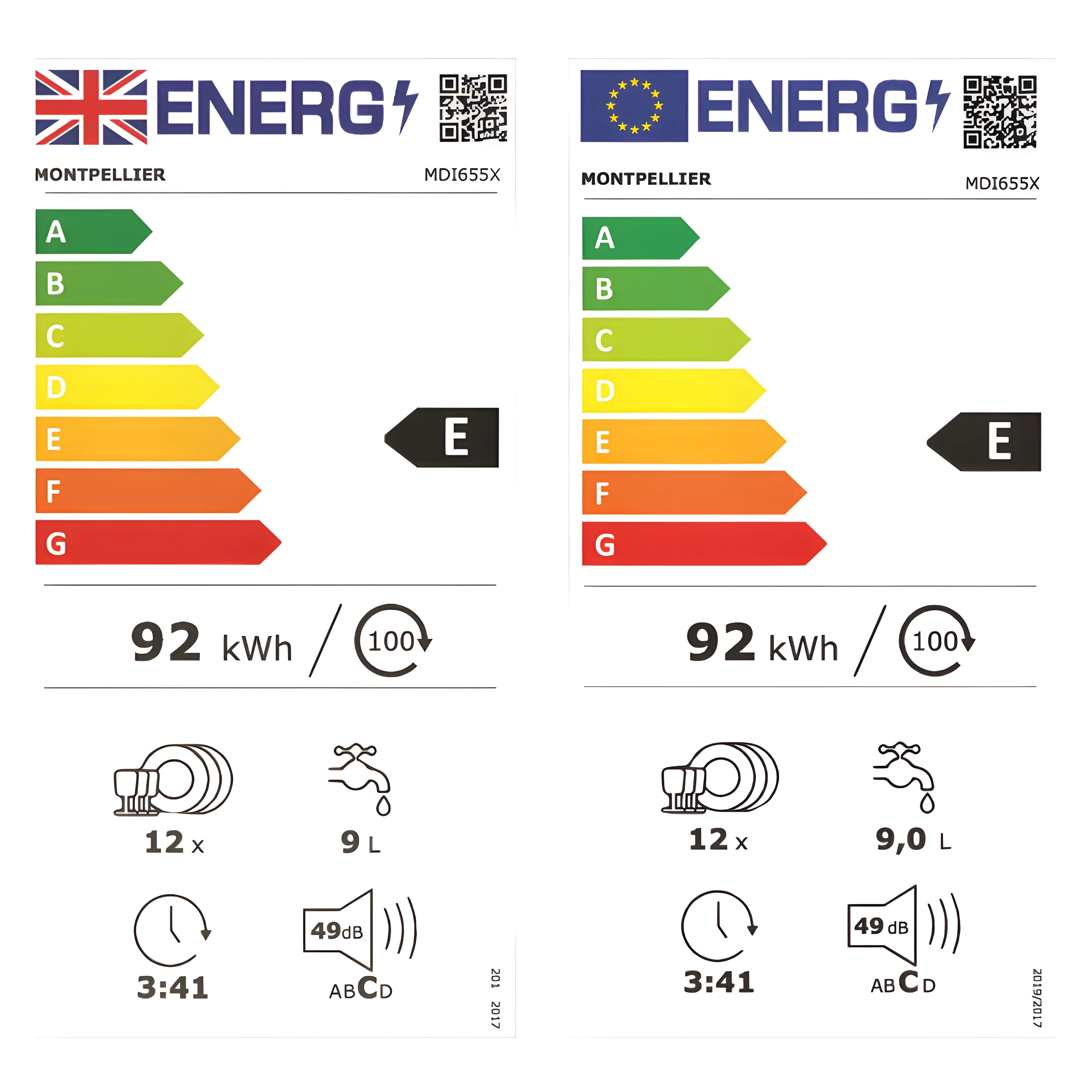 Montpellier MDI655X - Stainless steel Semi Integrated Dishwasher - E energy - Image 4