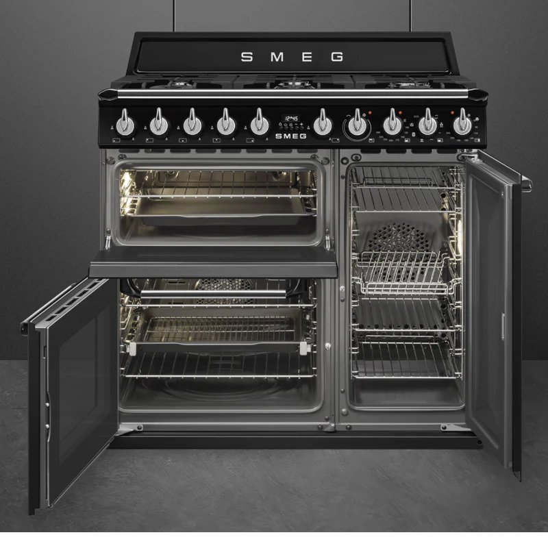 Smeg TR93BL - Black 6 Zone Dual Fuel Cooker - A/B energy - Image 3