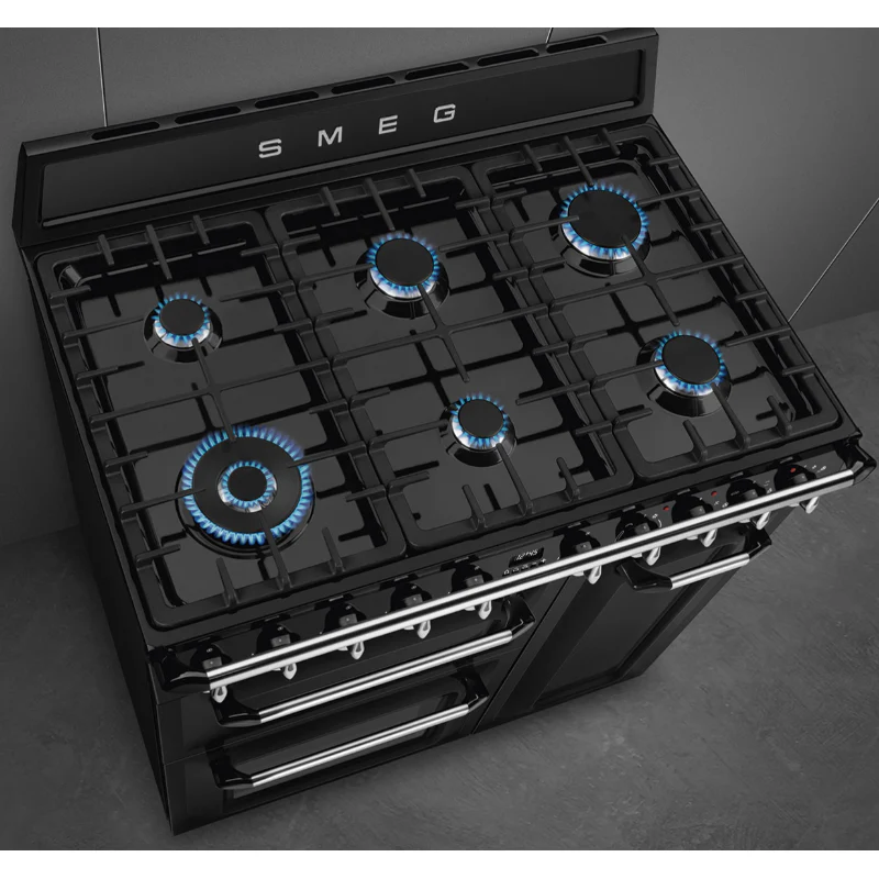 Smeg TR93BL - Black 6 Zone Dual Fuel Cooker - A/B energy - Image 4