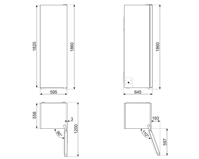 Smeg UKFS18EV2HB - Black Larder Auto Defrost Fridge - E energy - Image 4