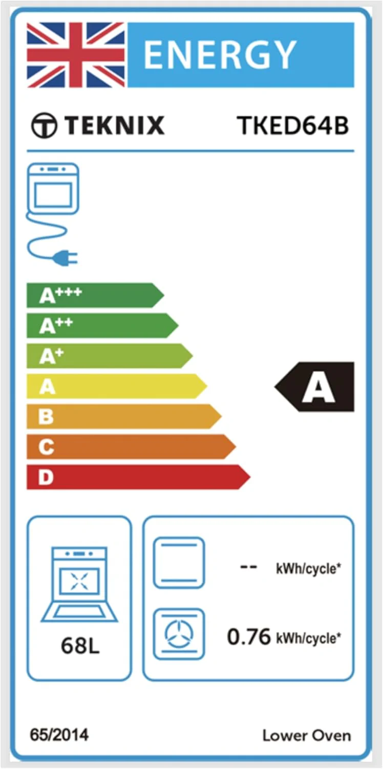 Teknix TKED64B - Black 4 Zone Electric Double Oven - Manual cleaning - A energy - Image 8